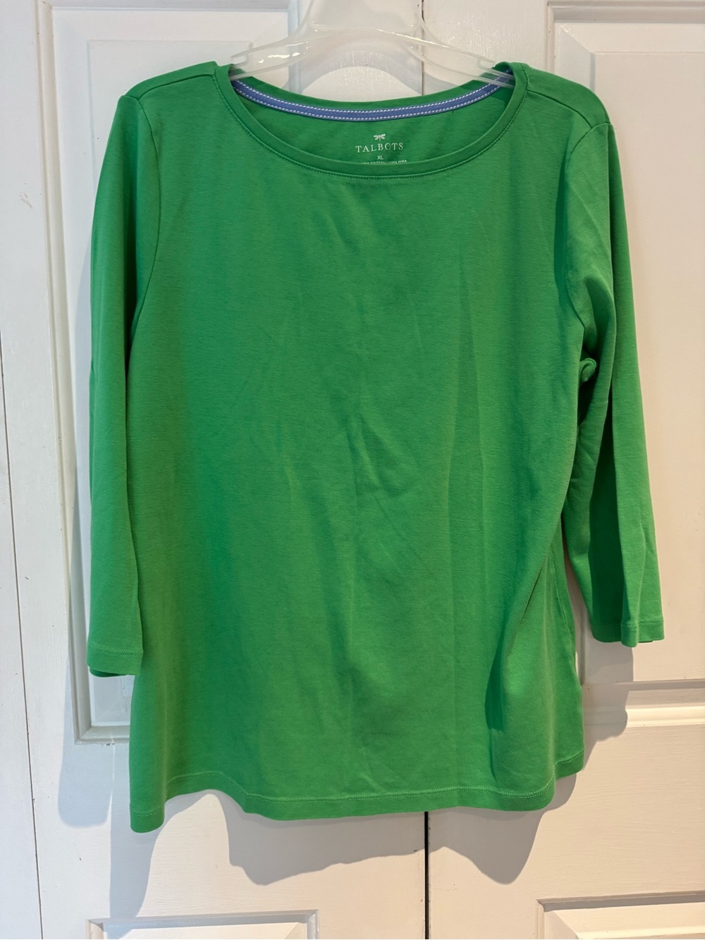 Talbots Bright Green Scoop Neck Three-Quarter Sleeve Top